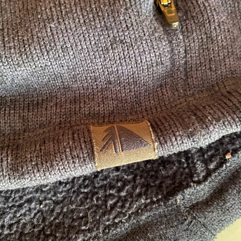 L.L. Bean Men's Sweater Fleece Full Zip Jacket Navy Blue Large Colby College - Picture 7 of 9